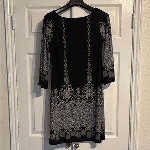 Enfocus Studio Black Dress with Elegant White Patterns